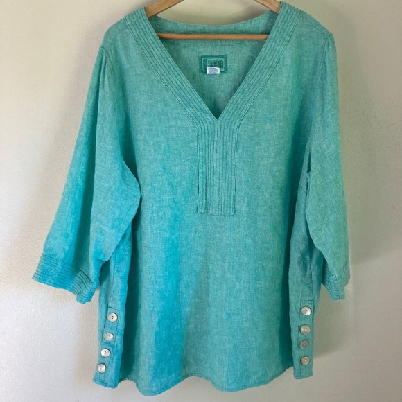 Sigrid Olsen women’s linen blend top - Picture 1 of 7